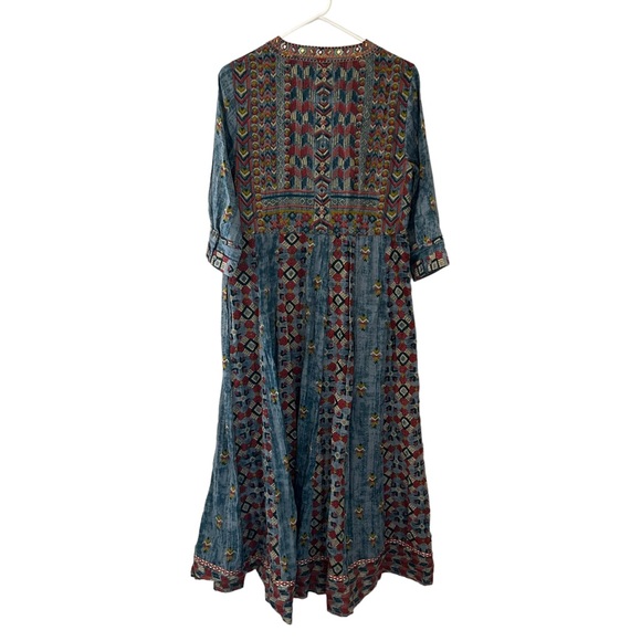 Soft Surroundings San Remo Boho Embroidered Gypsy Peasant Maxi Dress - Picture 8 of 13